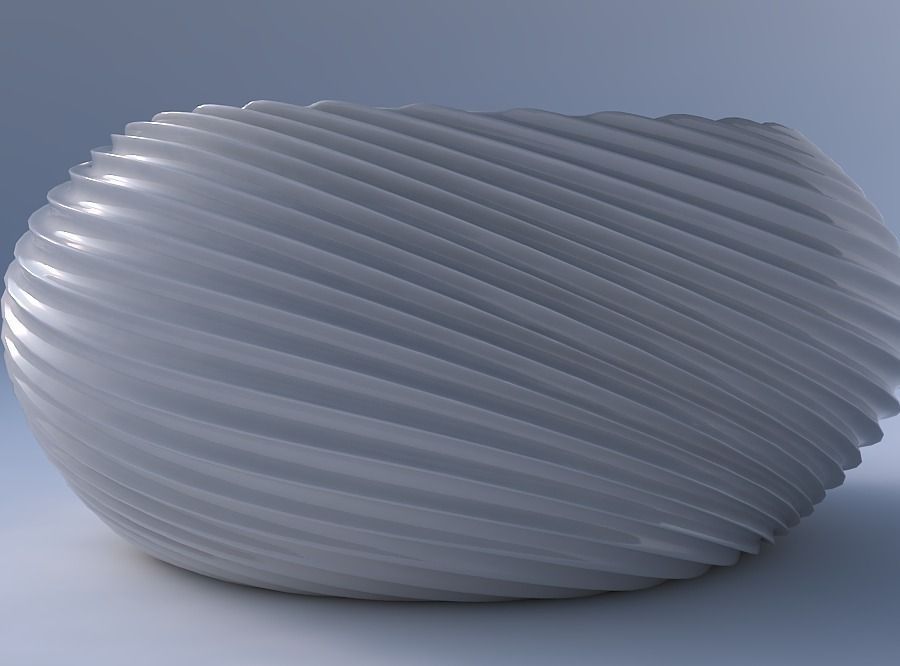 Bowl spheric squeezed wide with bent extruded lines 3 3D print model_4