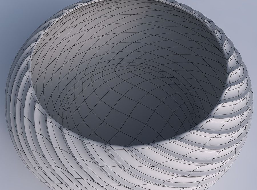 Bowl spheric squeezed wide with bent extruded lines 3D print model_6