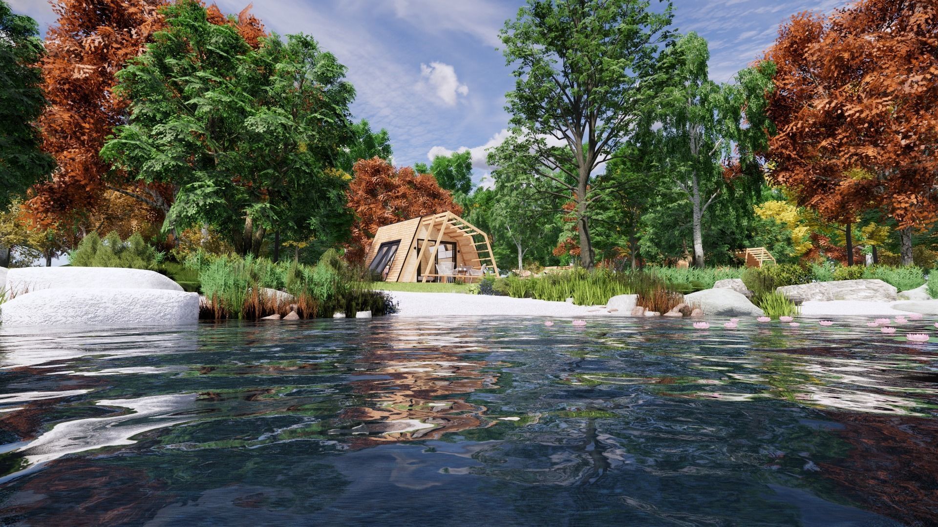 glamping pod tiny house vacation house on 18 m2 with terrace 8m Low-poly 3D model_6