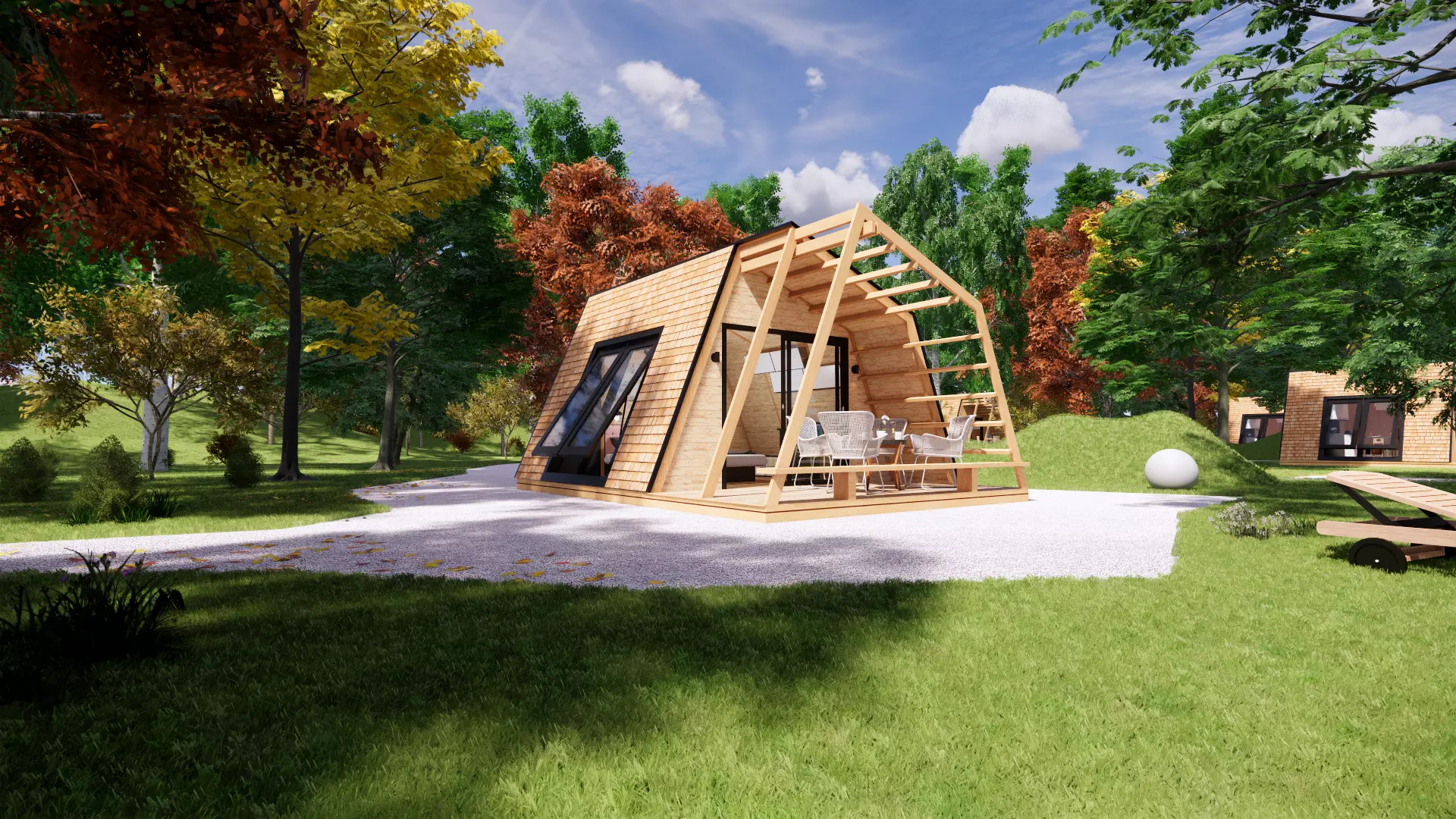 glamping pod tiny house vacation house on 18 m2 with terrace 8m Low-poly 3D model_0