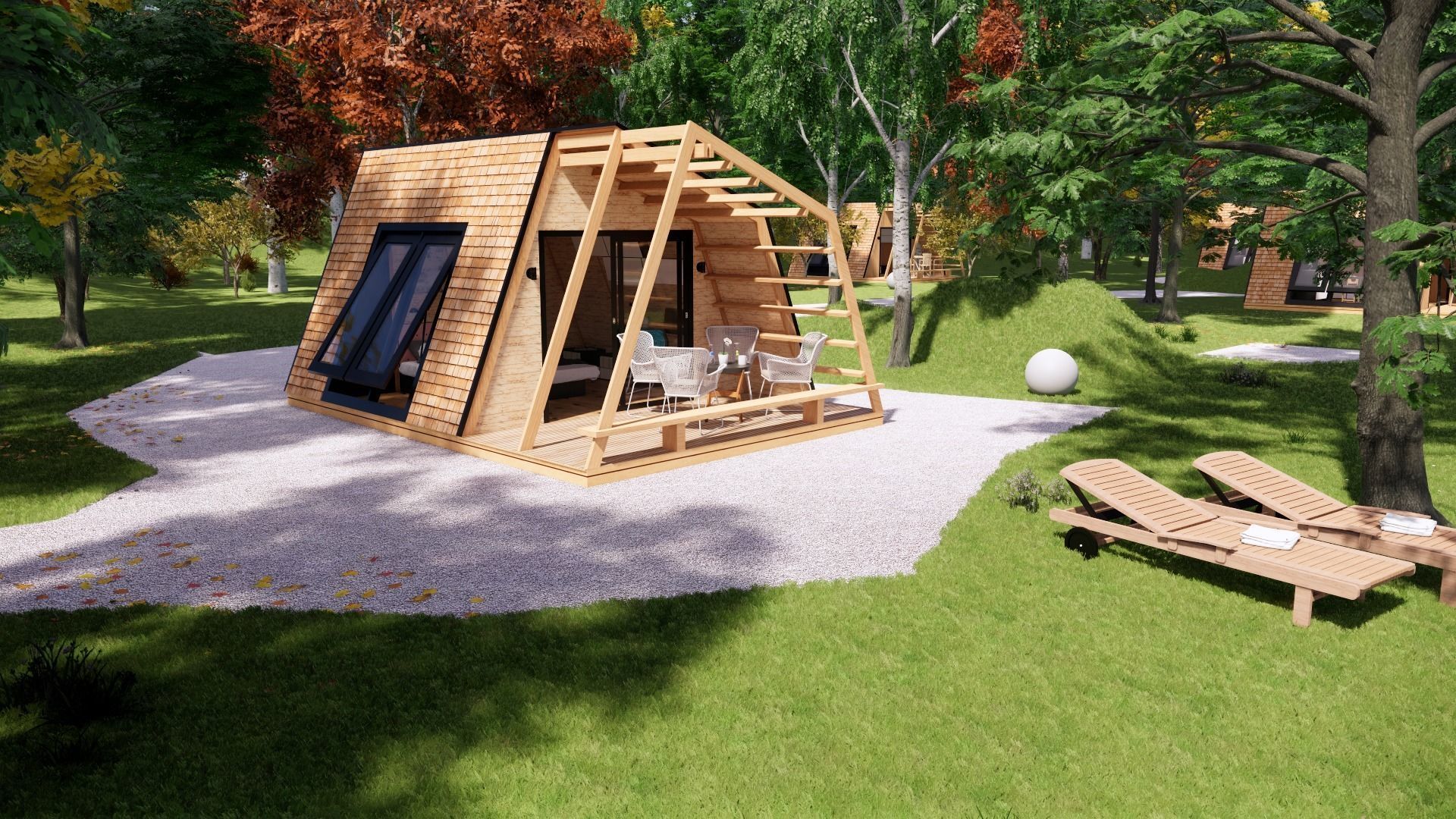 glamping pod tiny house vacation house on 18 m2 with terrace 8m Low-poly 3D model_4