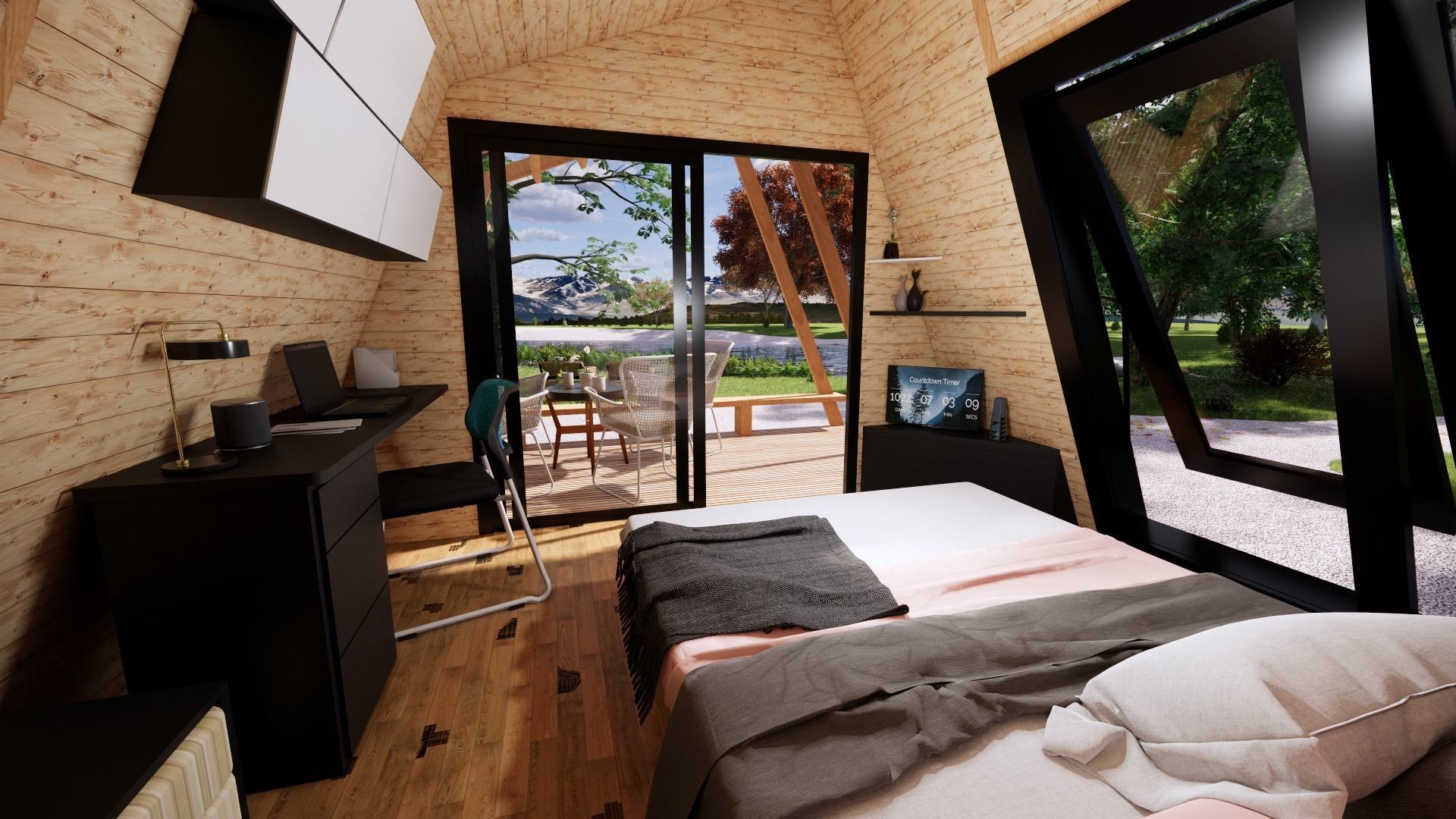 glamping pod tiny house vacation house on 18 m2 with terrace 8m Low-poly 3D model_8