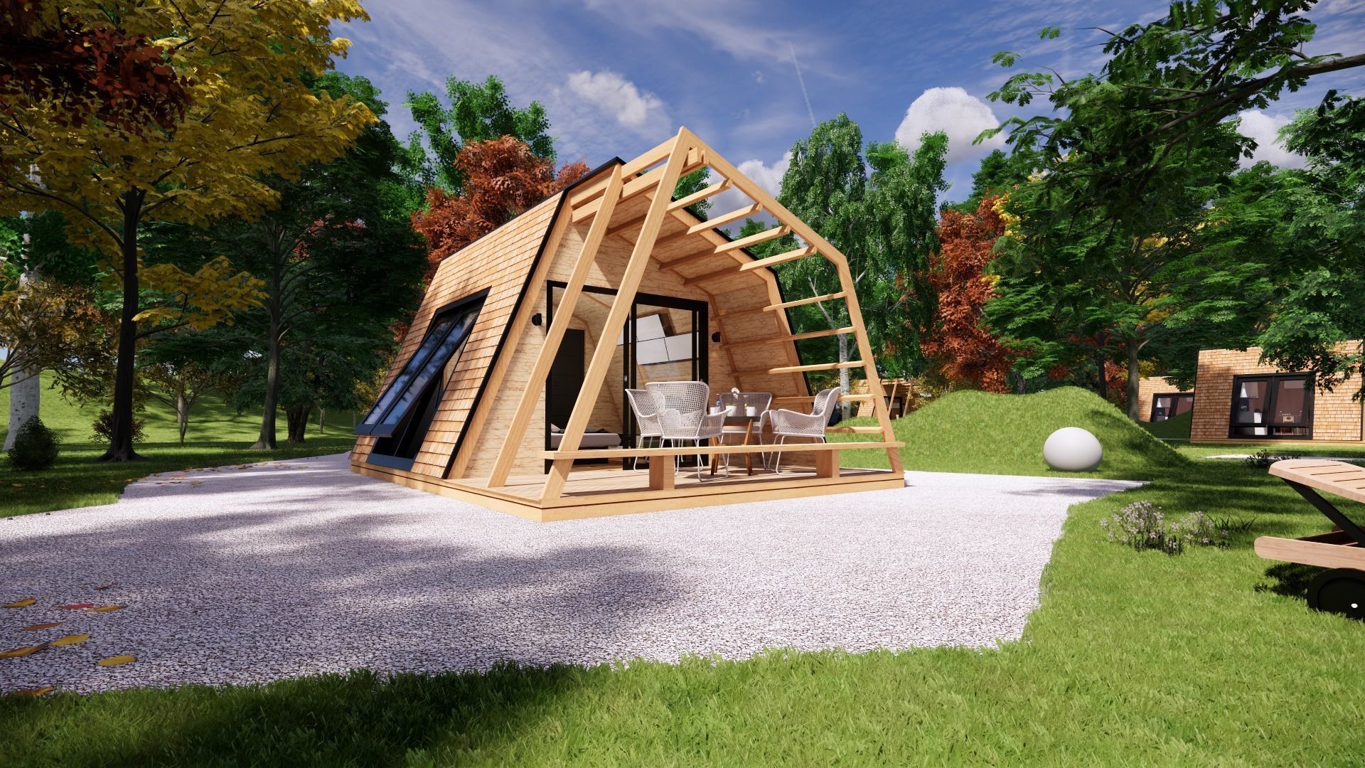 glamping pod tiny house vacation house on 18 m2 with terrace 8m Low-poly 3D model_9