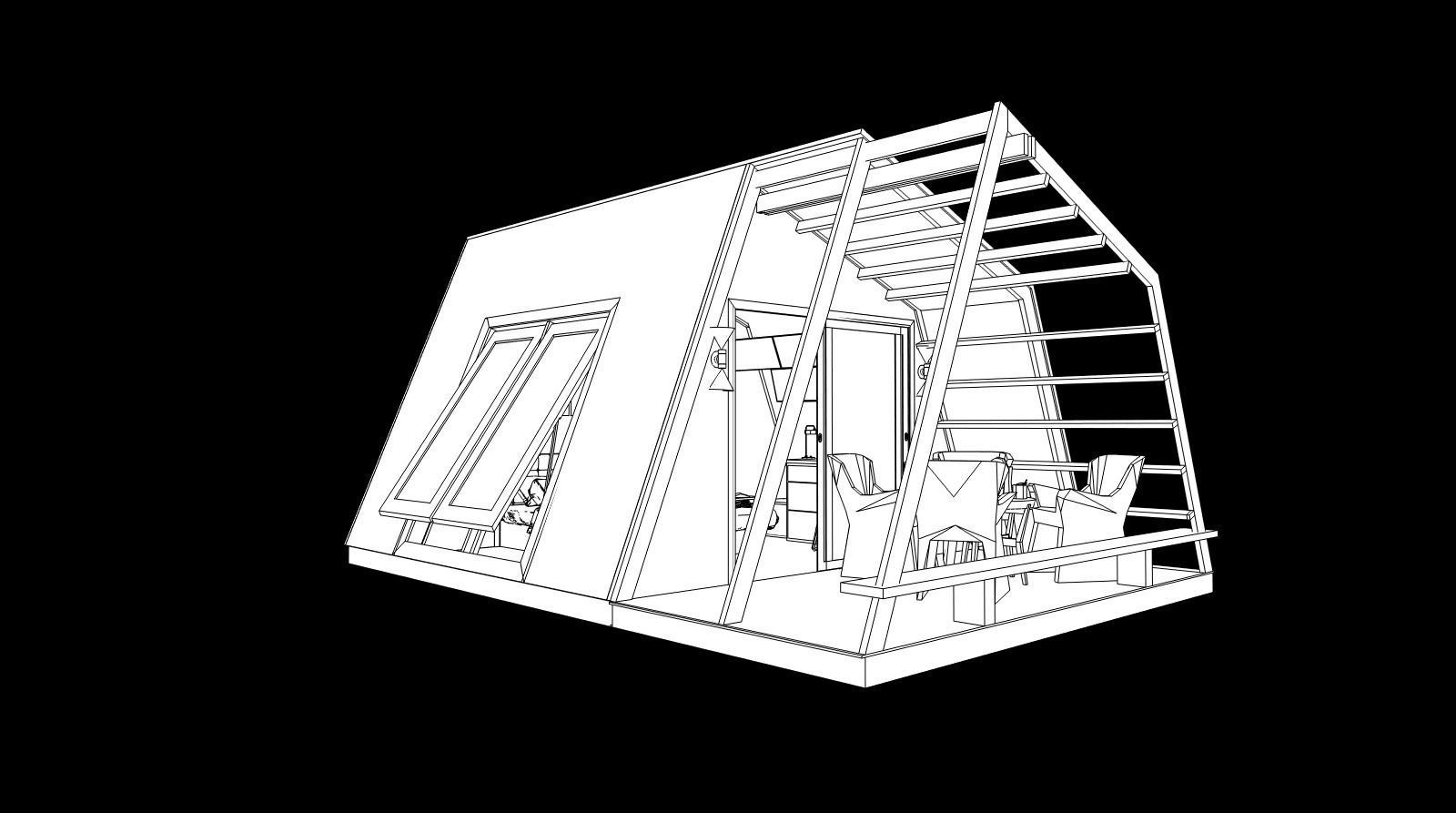 glamping pod tiny house vacation house on 18 m2 with terrace 8m Low-poly 3D model_13