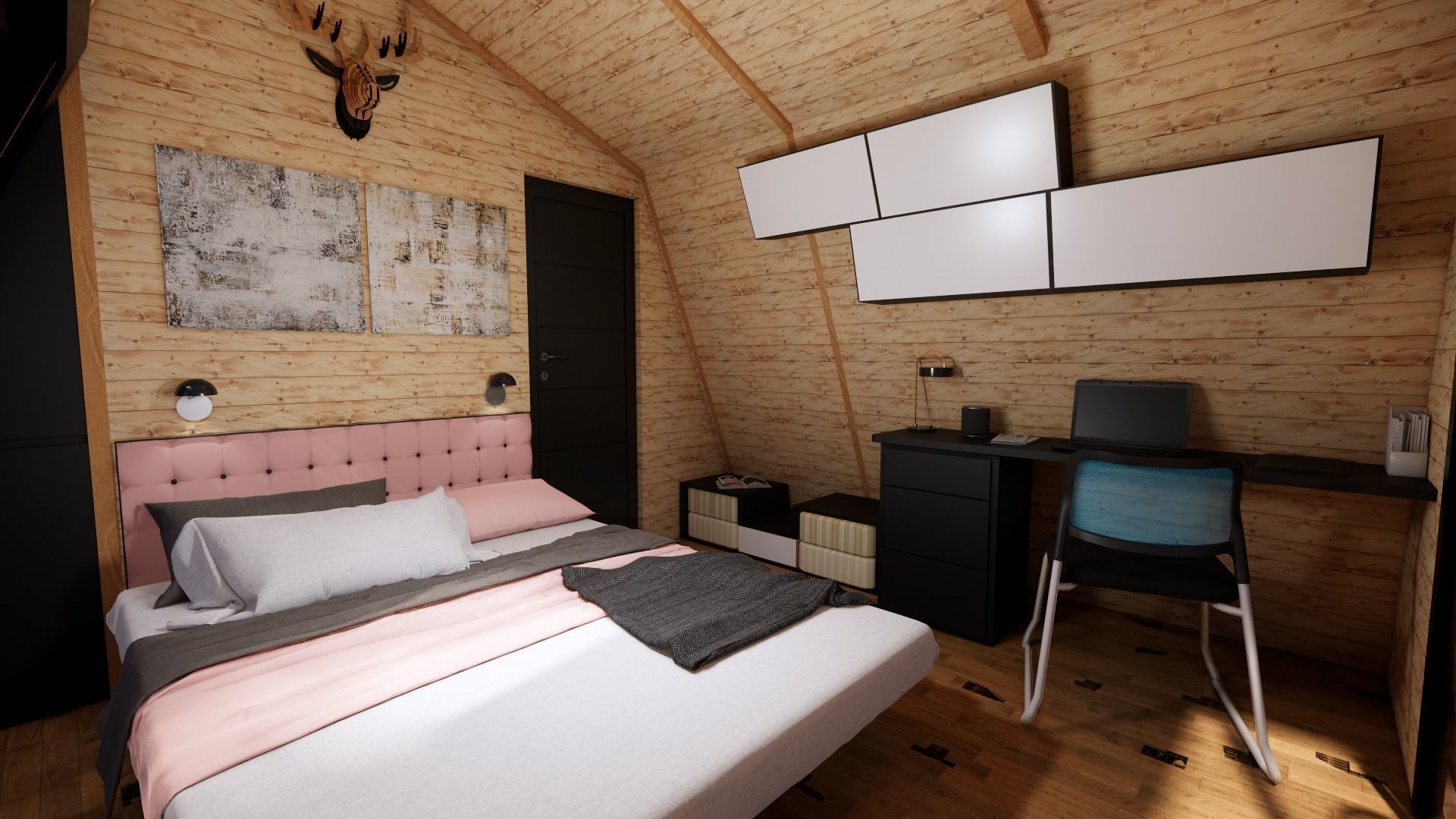 glamping pod tiny house vacation house on 18 m2 with terrace 8m Low-poly 3D model_3