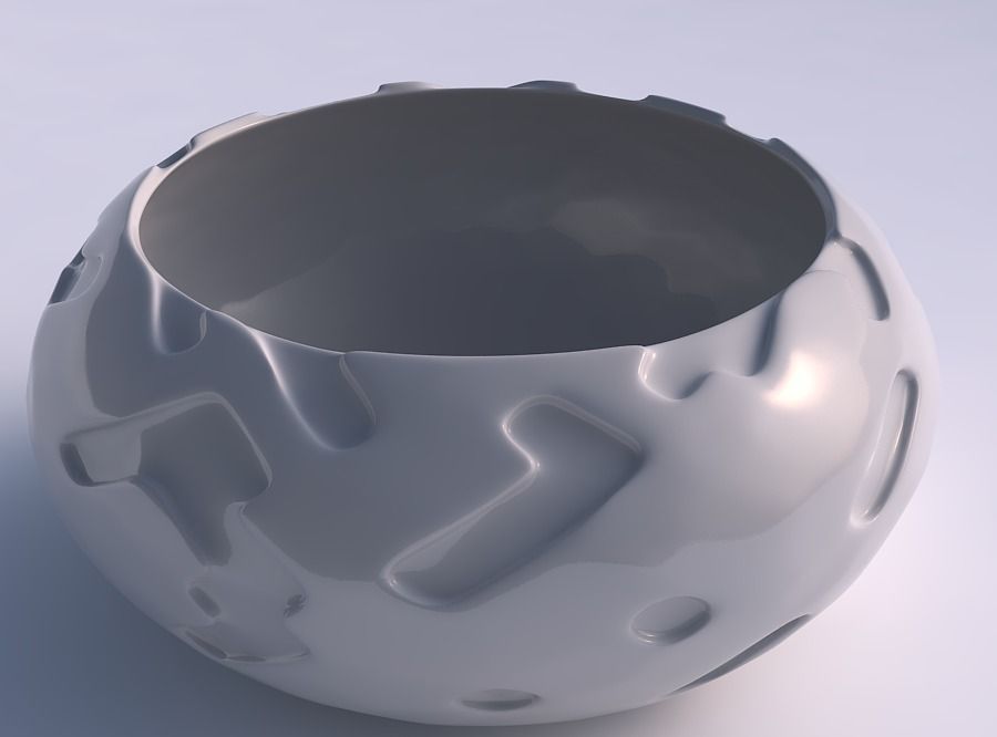 Bowl spheric squeezed wide with cavities smooth 3D print model_0