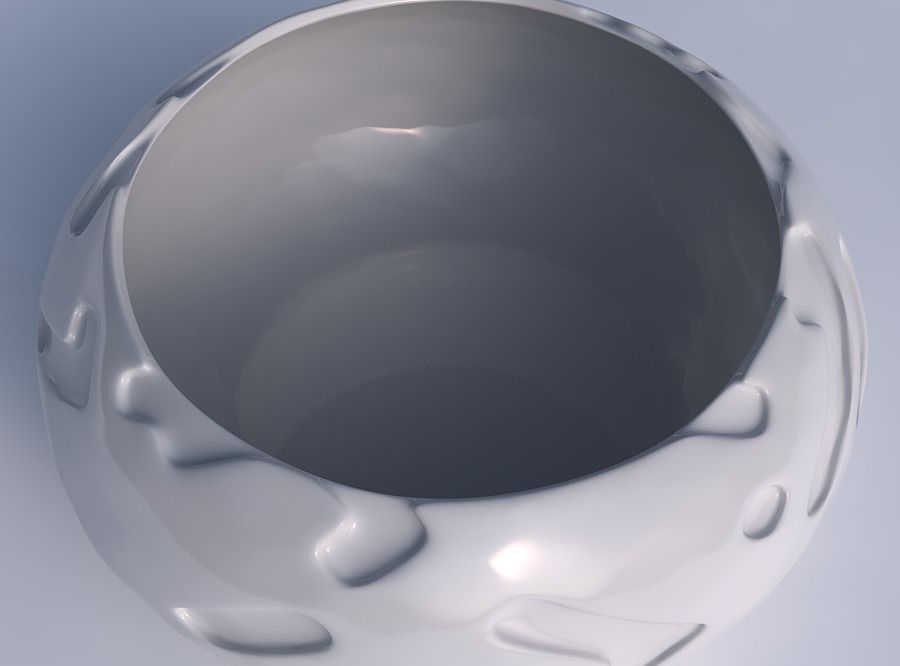 Bowl spheric squeezed wide with cavities smooth 3D print model_1