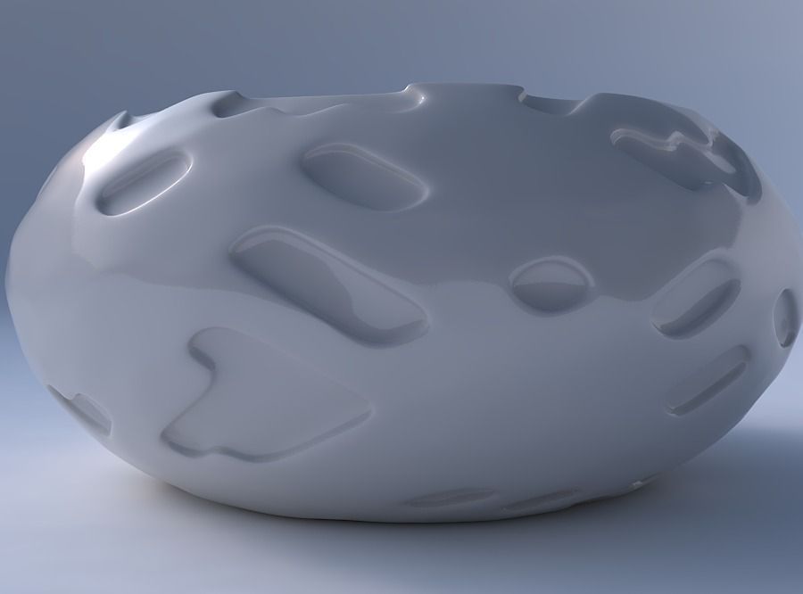Bowl spheric squeezed wide with cavities smooth 3D print model_4