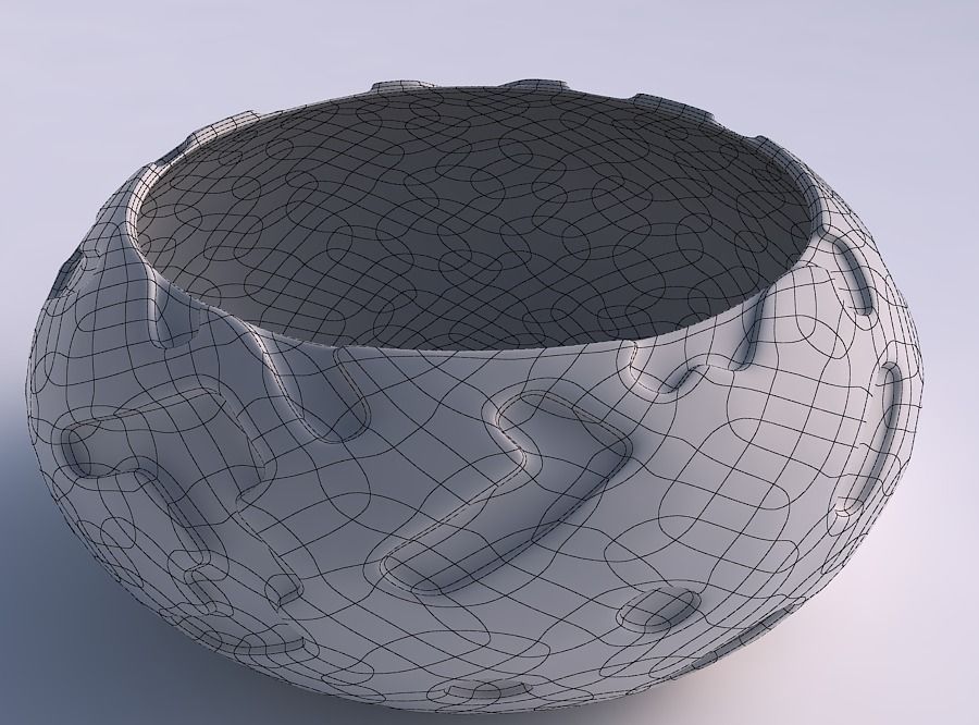 Bowl spheric squeezed wide with cavities smooth 3D print model_5