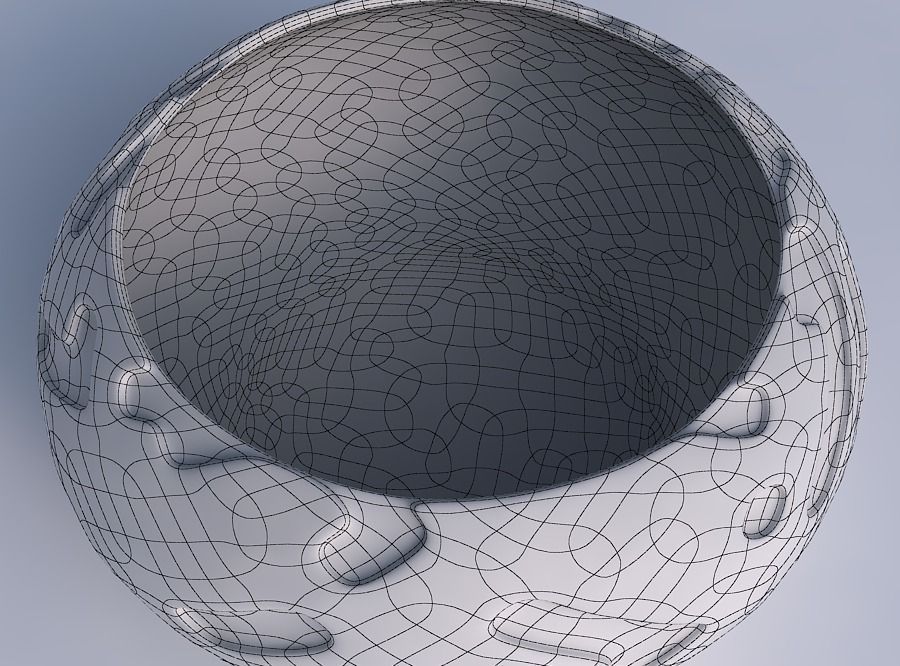 Bowl spheric squeezed wide with cavities smooth 3D print model_6