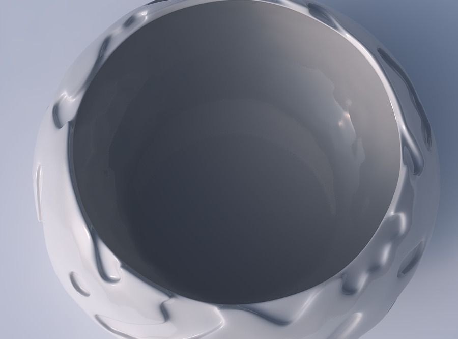Bowl spheric squeezed wide with cavities smooth 3D print model_2