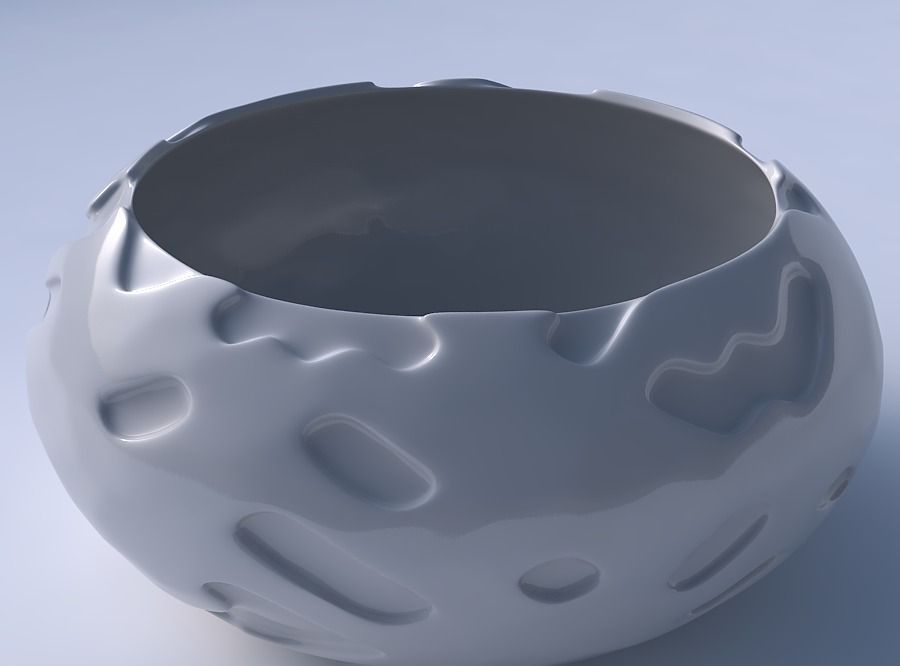 Bowl spheric squeezed wide with cavities smooth 3D print model_3