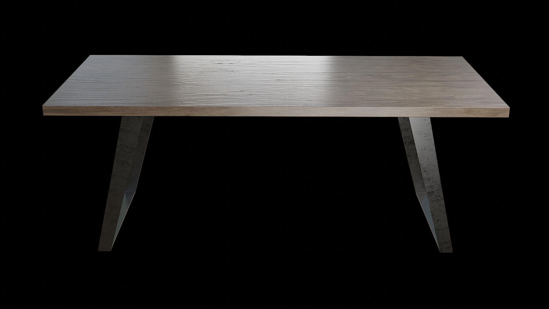 Table wooden 16 Low-poly 3D model_4