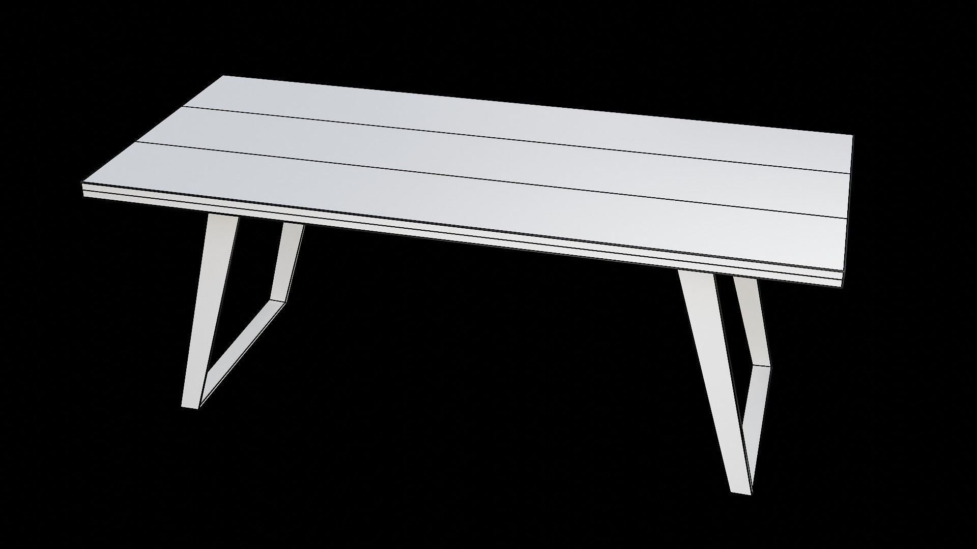 Table wooden 16 Low-poly 3D model_9