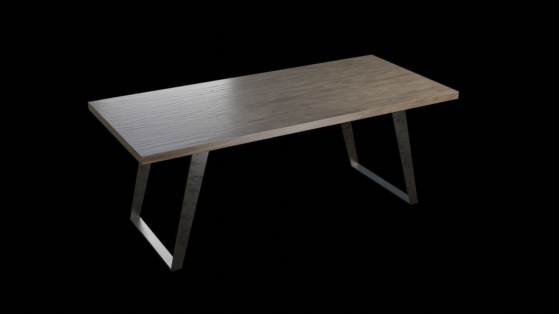 Table wooden 16 Low-poly 3D model_2