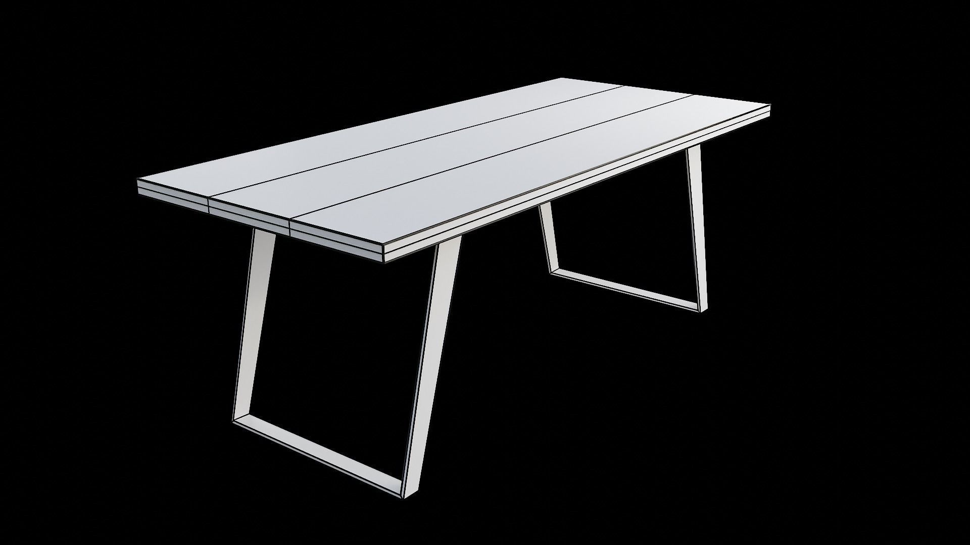 Table wooden 16 Low-poly 3D model_8