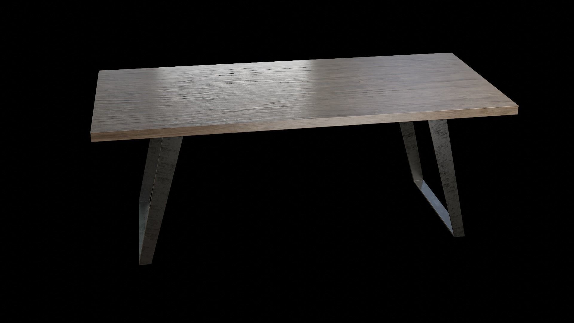 Table wooden 16 Low-poly 3D model_3