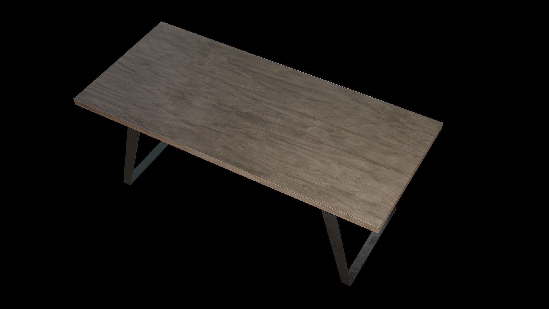 Table wooden 16 Low-poly 3D model_5