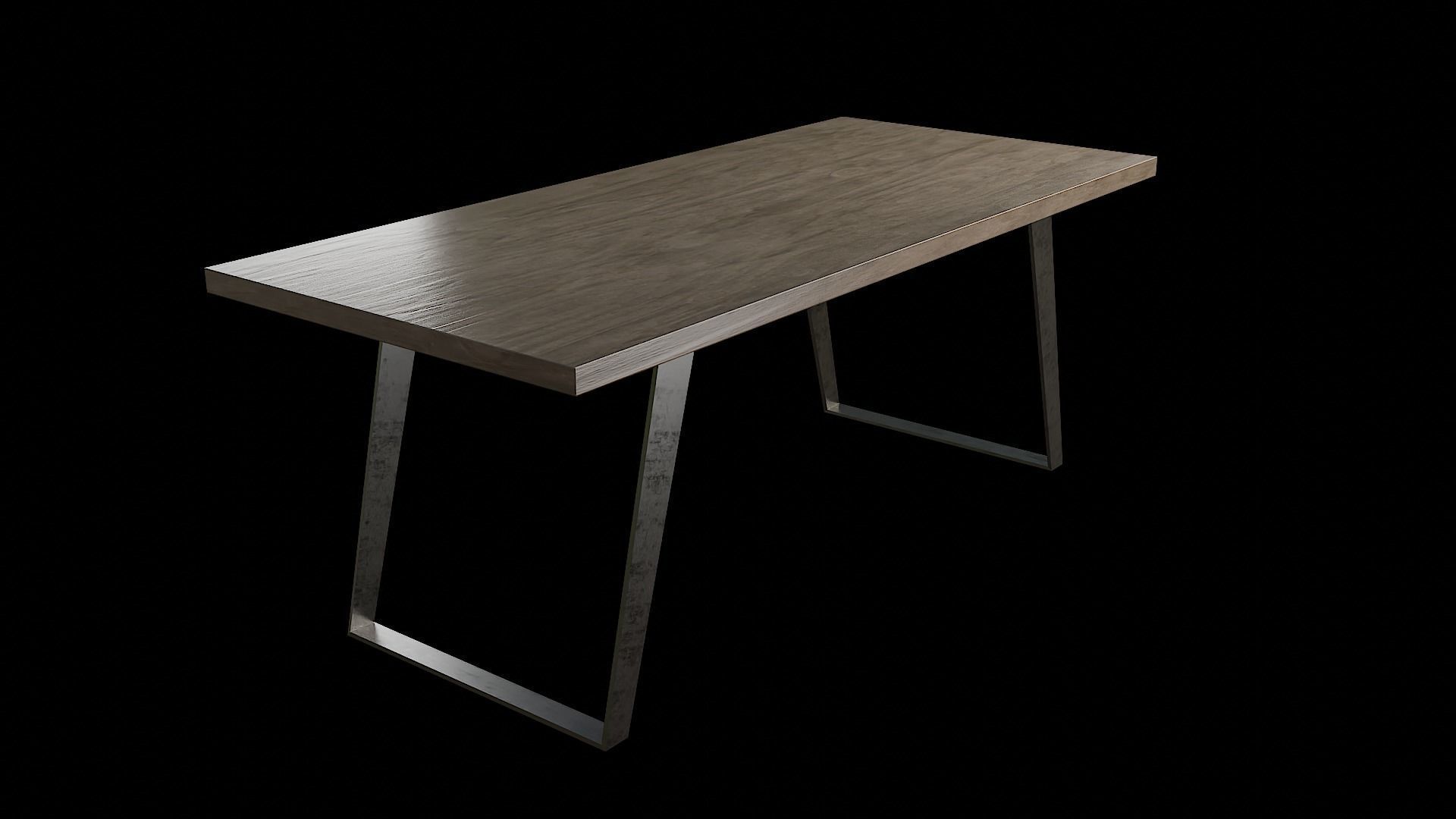 Table wooden 16 Low-poly 3D model_1