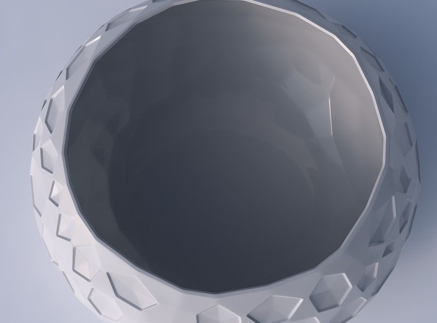 Bowl spheric squeezed wide with crystal dents 3D print model_2