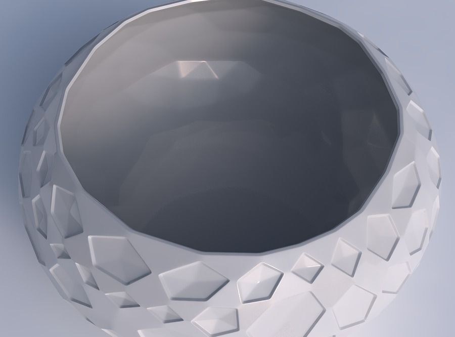 Bowl spheric squeezed wide with crystal dents 3D print model_1