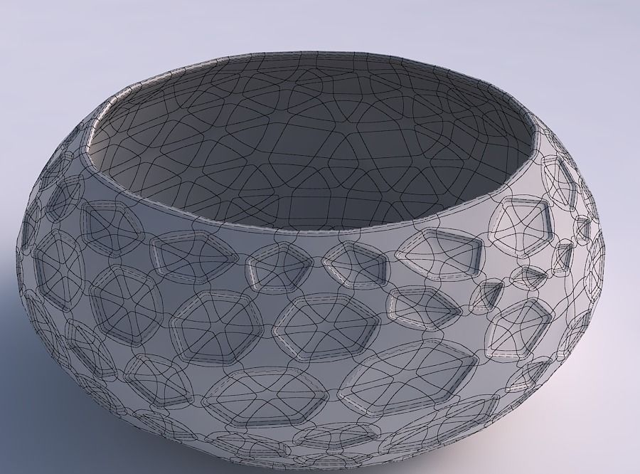 Bowl spheric squeezed wide with crystal dents 3D print model_5