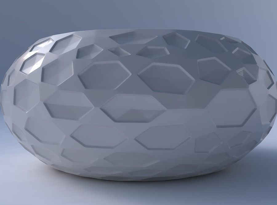 Bowl spheric squeezed wide with crystal dents 3D print model_4