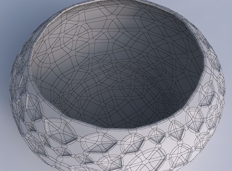 Bowl spheric squeezed wide with crystal dents 3D print model_6