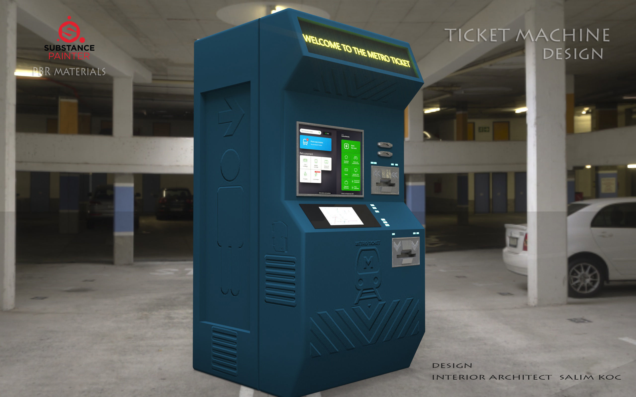 Ticket Machine 3D model Low-poly 3D model_9