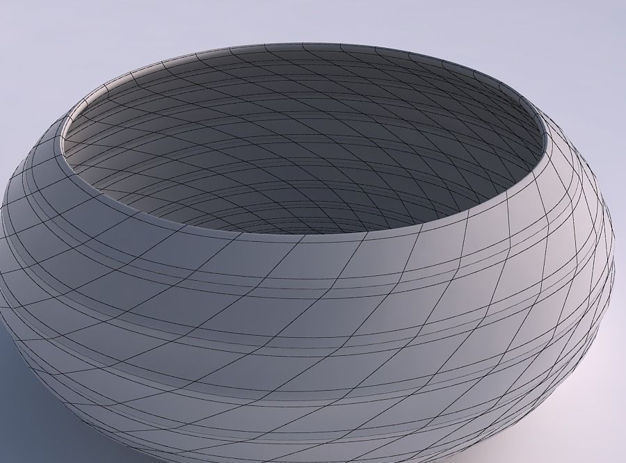 Bowl spheric squeezed wide with curved horizontal sections 3D print model_5