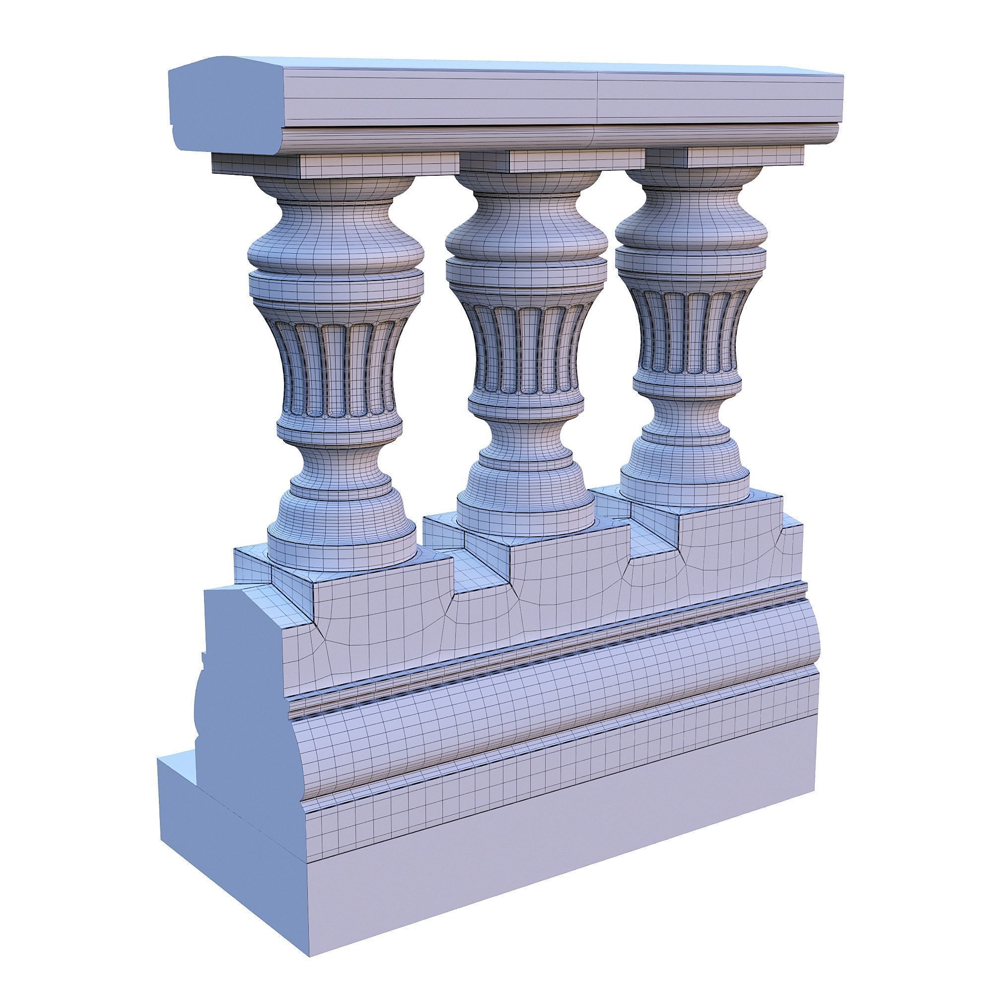 Stone balustrade 05 3D model_5