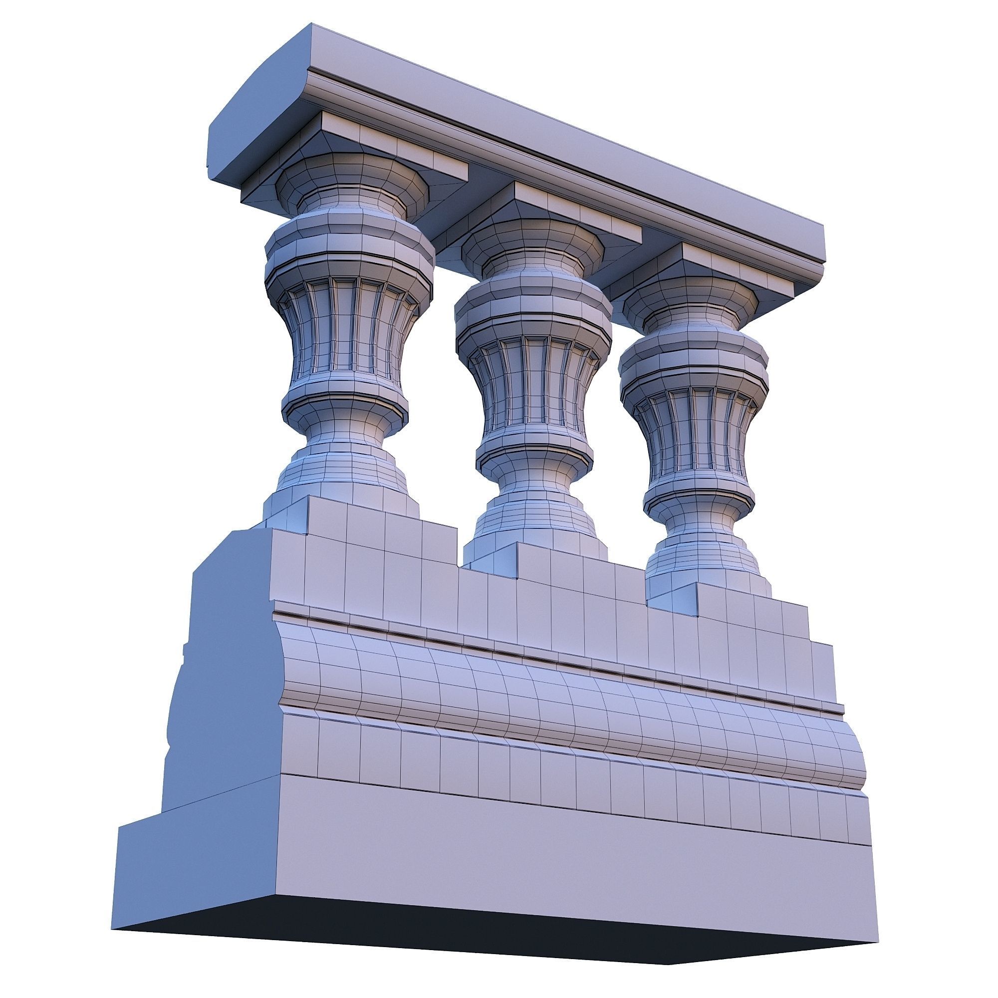 Stone balustrade 05 3D model_6
