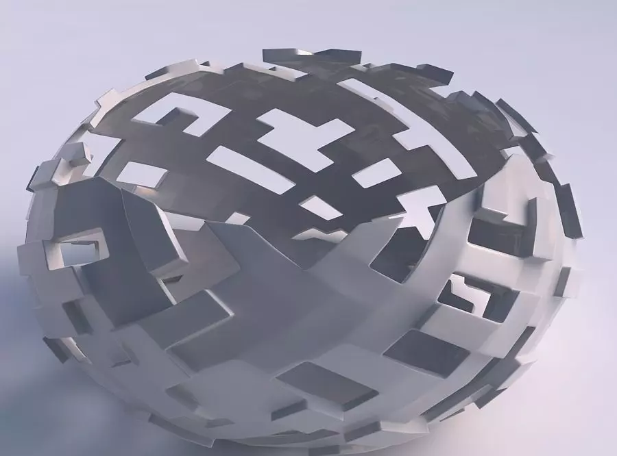 Bowl spheric squeezed wide with cuts and 3D print model