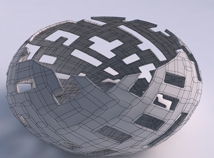 Bowl spheric squeezed wide with cuts 3D print model_5