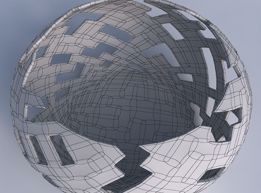 Bowl spheric squeezed wide with cuts 3D print model_6