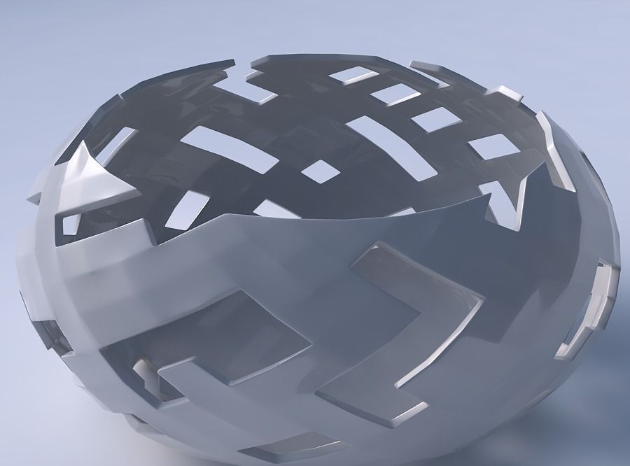 Bowl spheric squeezed wide with cuts 3D print model_3