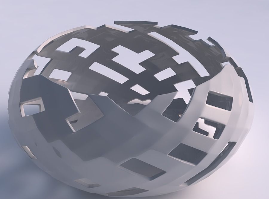 Bowl spheric squeezed wide with cuts 3D print model_0