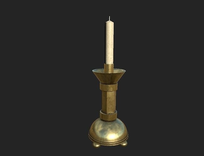 Medieval Altar Candlestick Low-poly 3D model