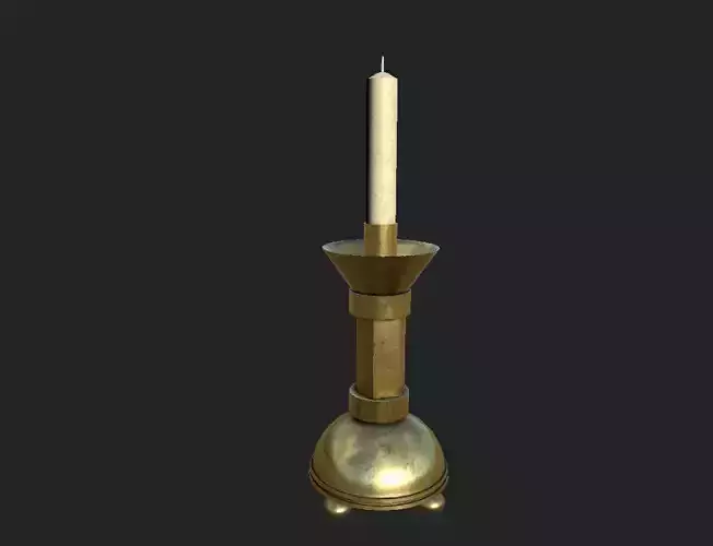 Medieval Altar Candlestick Low-poly 3D model