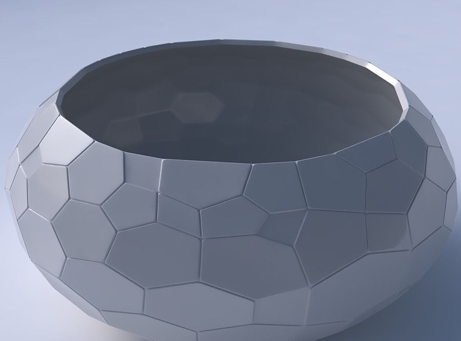 Bowl spheric squeezed wide with fine organic cells 3D print model_3