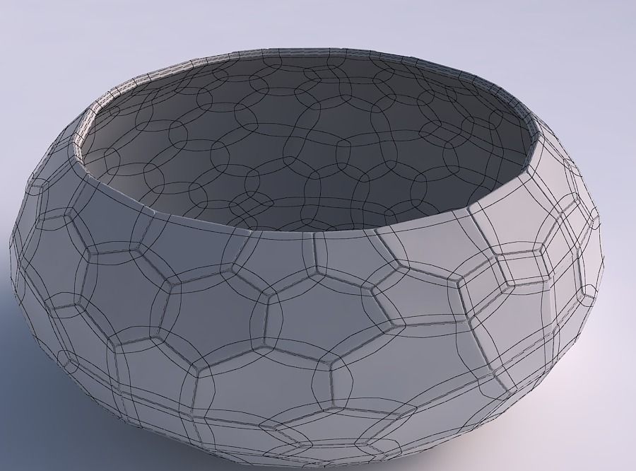 Bowl spheric squeezed wide with fine organic cells 3D print model_5