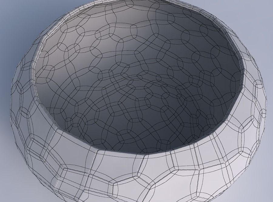 Bowl spheric squeezed wide with fine organic cells 3D print model_6