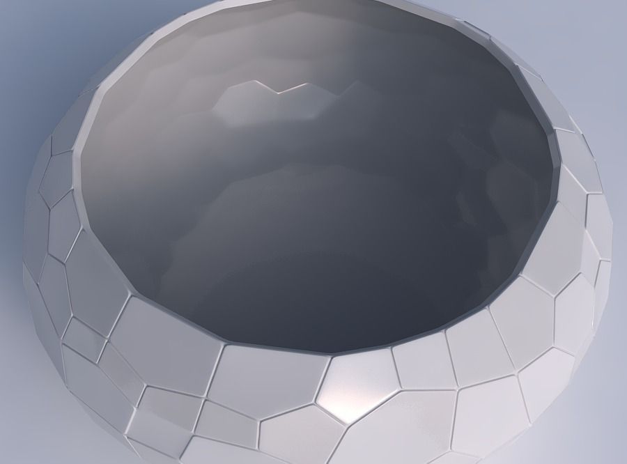 Bowl spheric squeezed wide with fine organic cells 3D print model_1