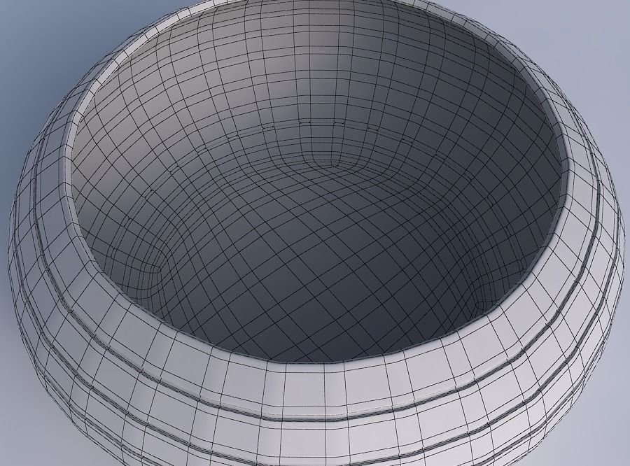 Bowl spheric squeezed wide with hard horizontal dents 3D print model_6