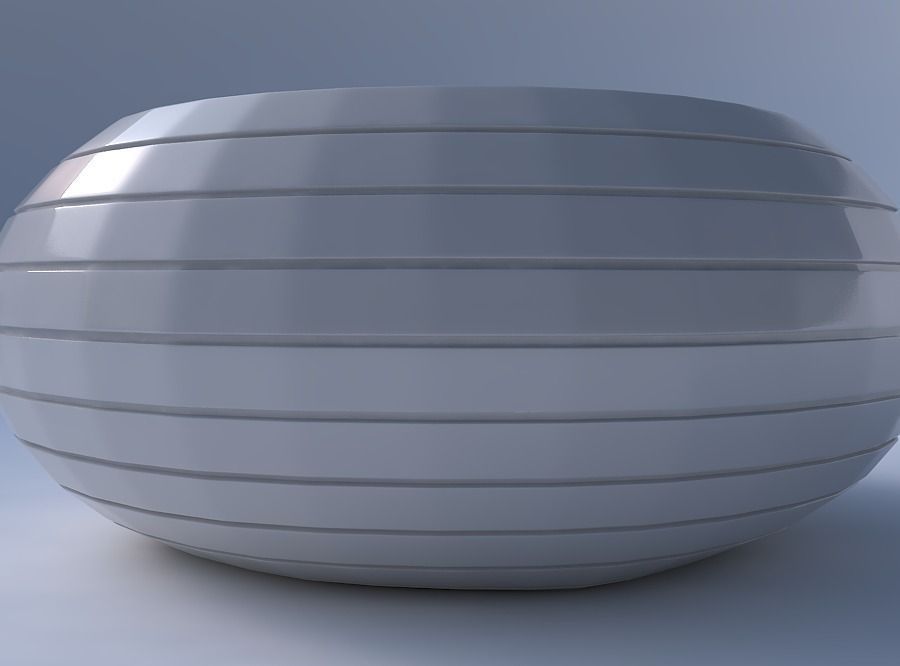 Bowl spheric squeezed wide with hard horizontal dents 3D print model_4