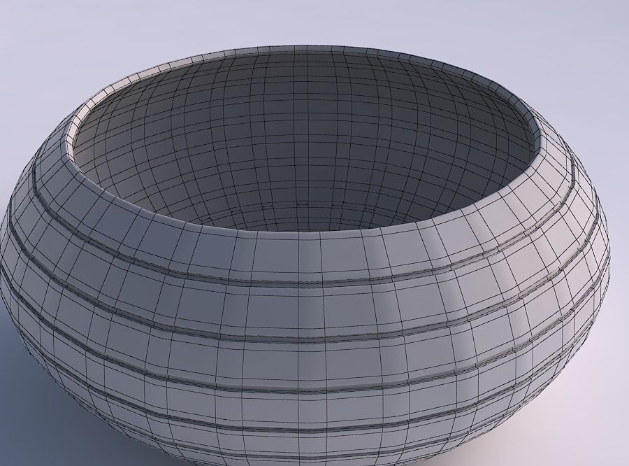 Bowl spheric squeezed wide with hard horizontal dents 3D print model_5