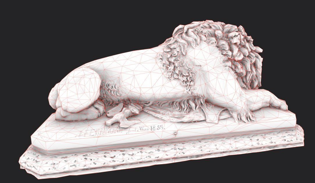 Old statue lion Low-poly realistic PBR 3D model and printable Low-poly 3D model_11