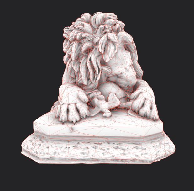 Old statue lion Low-poly realistic PBR 3D model and printable Low-poly 3D model_15