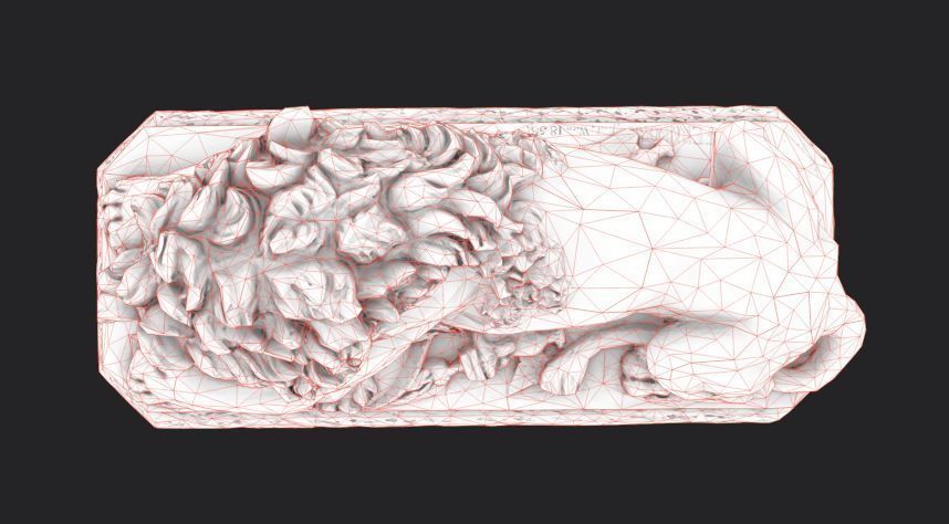 Old statue lion Low-poly realistic PBR 3D model and printable Low-poly 3D model_13