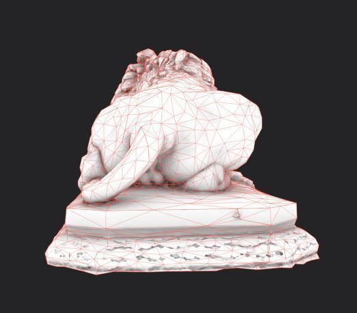 Old statue lion Low-poly realistic PBR 3D model and printable Low-poly 3D model_16